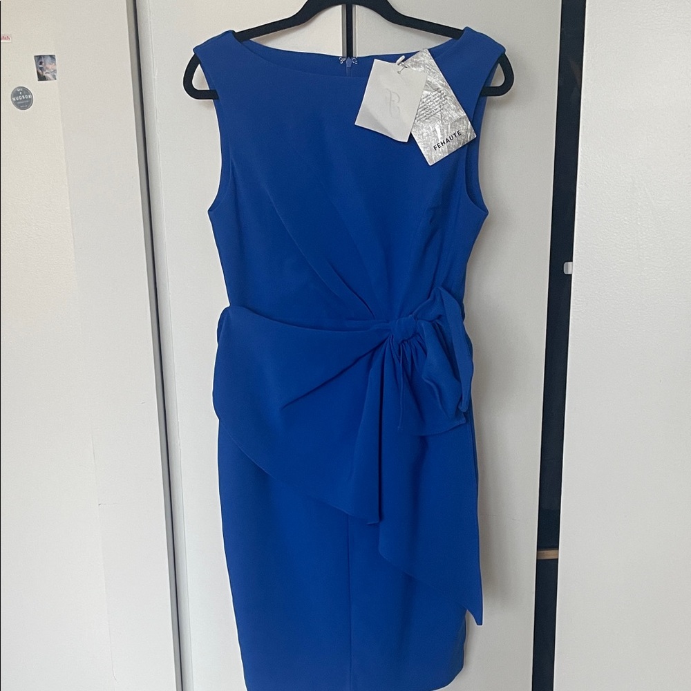 Chic Asymmetrical Blue Dress Fehaute size 6 NWT